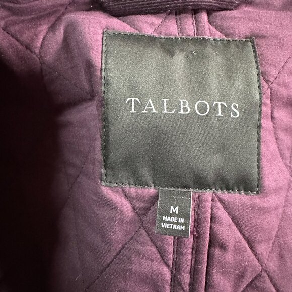 Talbots Quilted Corduroy Coat in Dark Purple with Plaid Accents, Size Medium - Picture 7 of 10